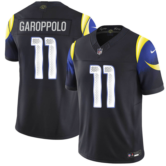 Men's Los Angeles Rams #11 Jimmy Garoppolo Black 2025 F.U.S.E. “Rivalries” Vapor Limited Stitched Football Jersey